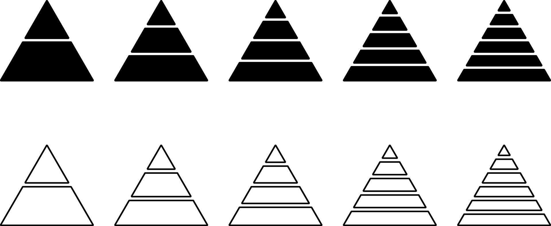 Triangular pyramid icon. triangular pyramid infographics. educational materials. diagrams with ascending levels. Pyramid infographic vector