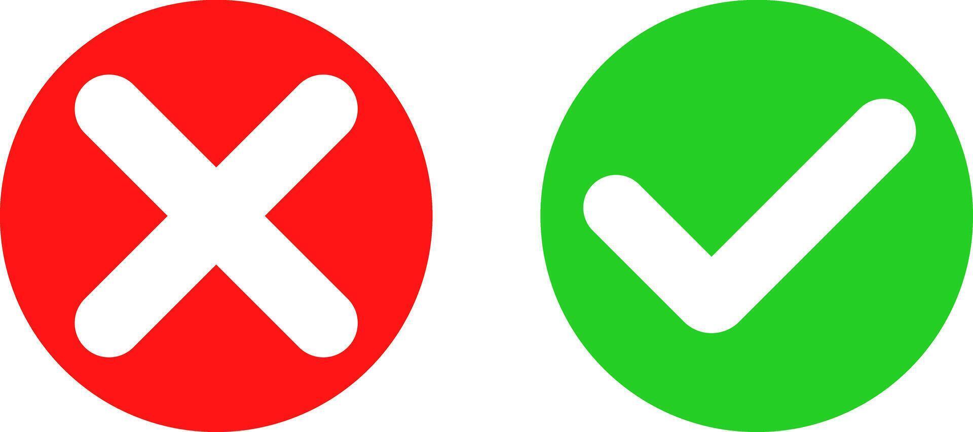 Checkmark and cross mark icon set. green tick mark. red icons. yes and no buttons. do and don't button. vector