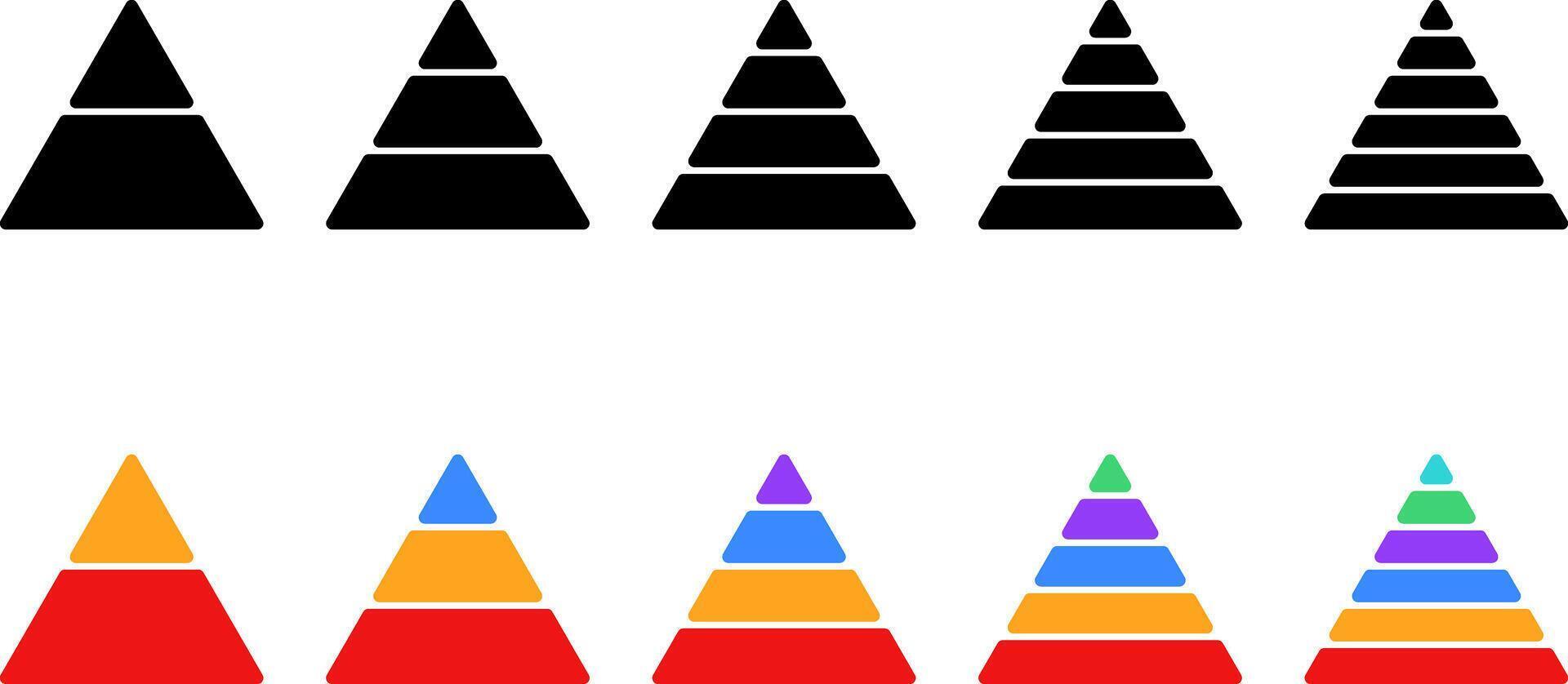 Triangular pyramid colorful icon. triangular pyramid infographics. educational materials. diagrams with ascending levels vector