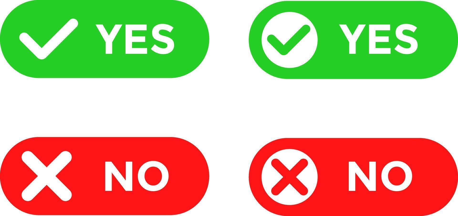 yes and no buttons. do and don't button. right and wrong sign vector