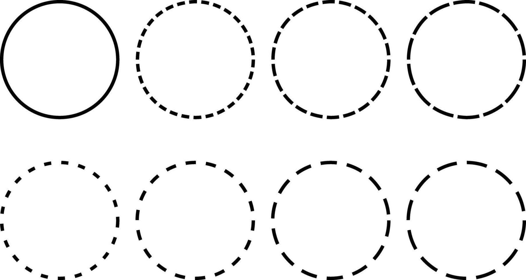 Dotted line circle icon set. dashed circle symbol. Round dotted. border geometric stroke vector