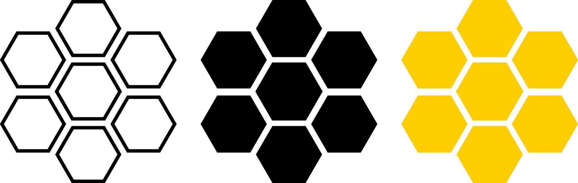 bee honeycomb icon set. Honey comb cartoon. Natural food. honeycomb pattern. Honey symbol. Beehive sign vector