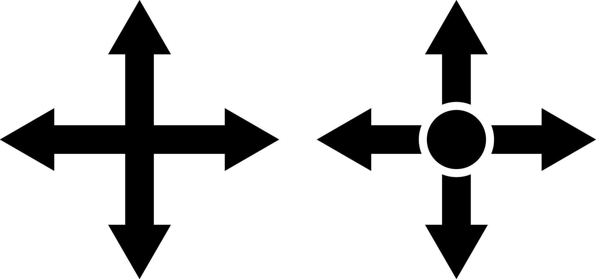 Four Way Arrow icon set. directions up down left and right. directional cross arrow icons. arrows four direction symbols. vector