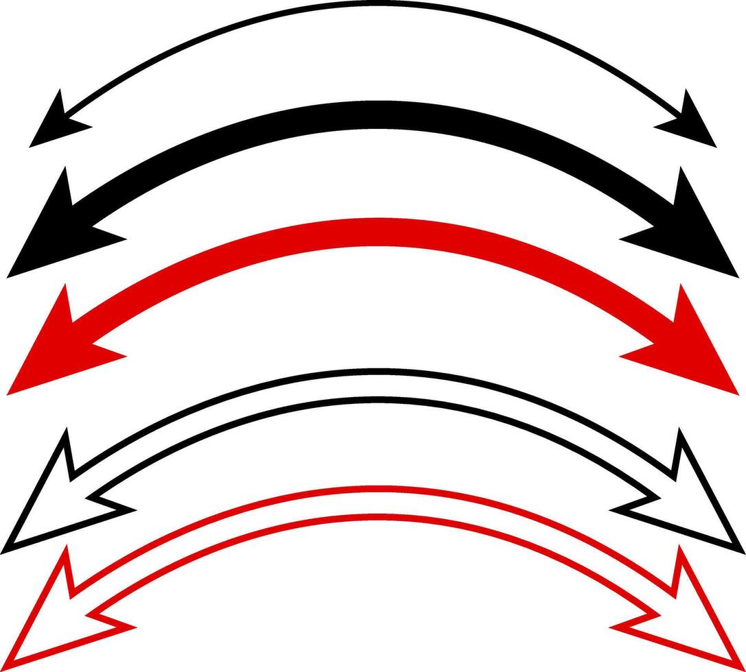 dual sided curve arrow icon set. Double headed curved arrow symbol. Semicircular curved. Replaceable design. two side arrow icons vector
