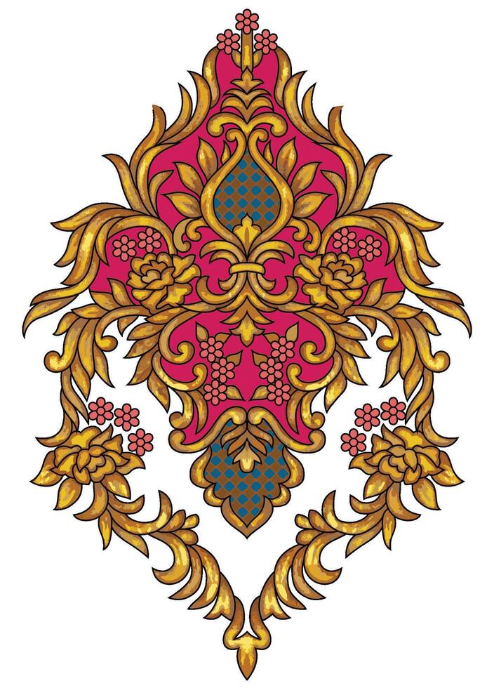 a golden and pink floral design vector