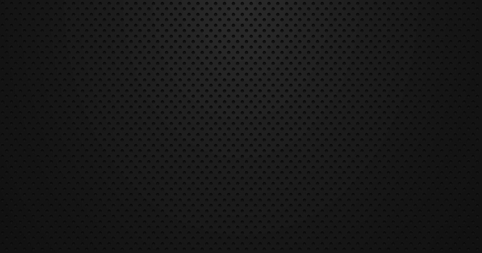 Black industrial abstract background with dotted metal texture and carbon grid pattern, dark tech surface design vector