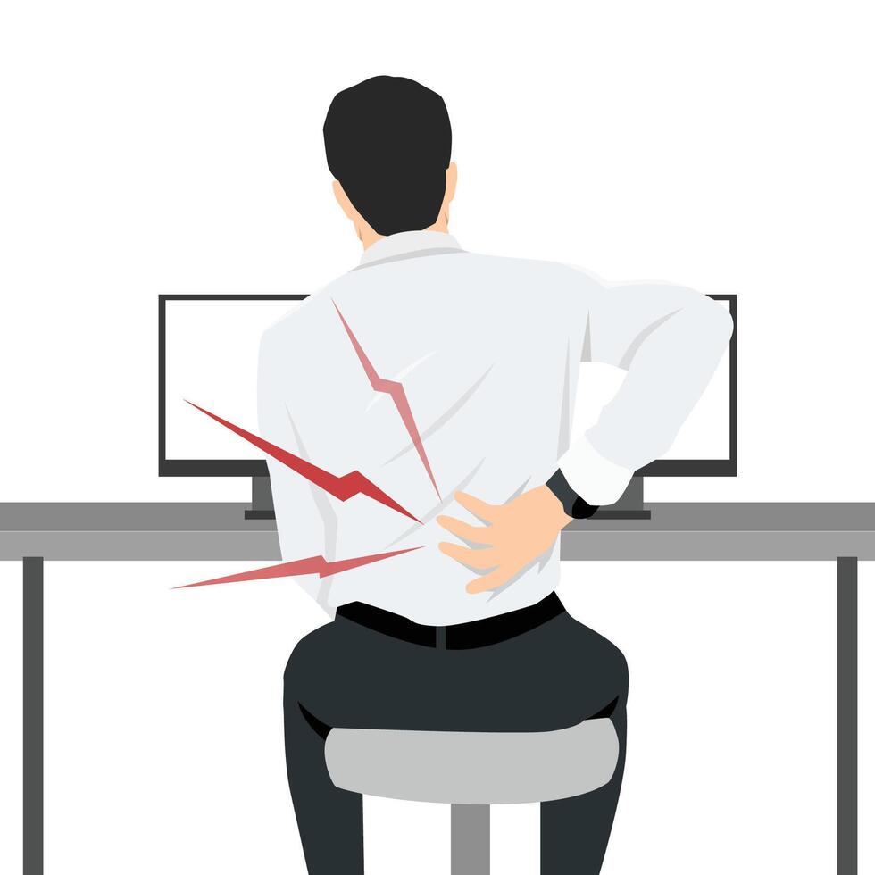 Back Pain from Office Work. vector
