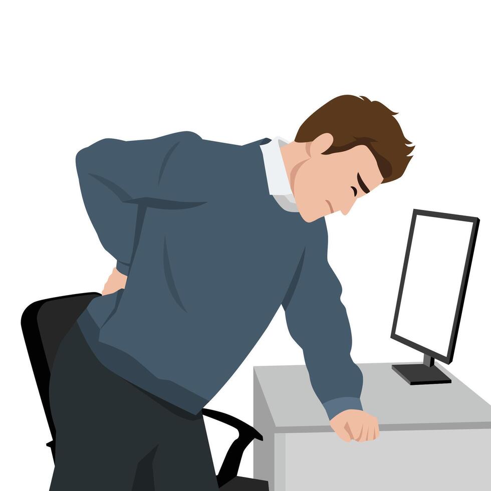 Office Worker Experiencing Lower Back Pain. vector