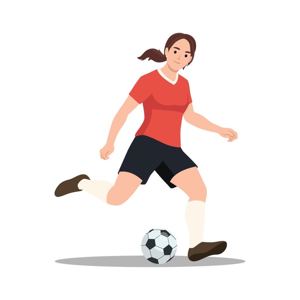 Woman Playing Soccer. vector