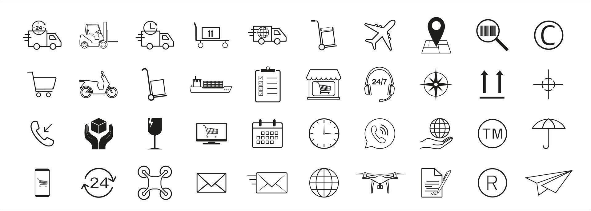 Logistic. Delivery icons set. illustration. vector
