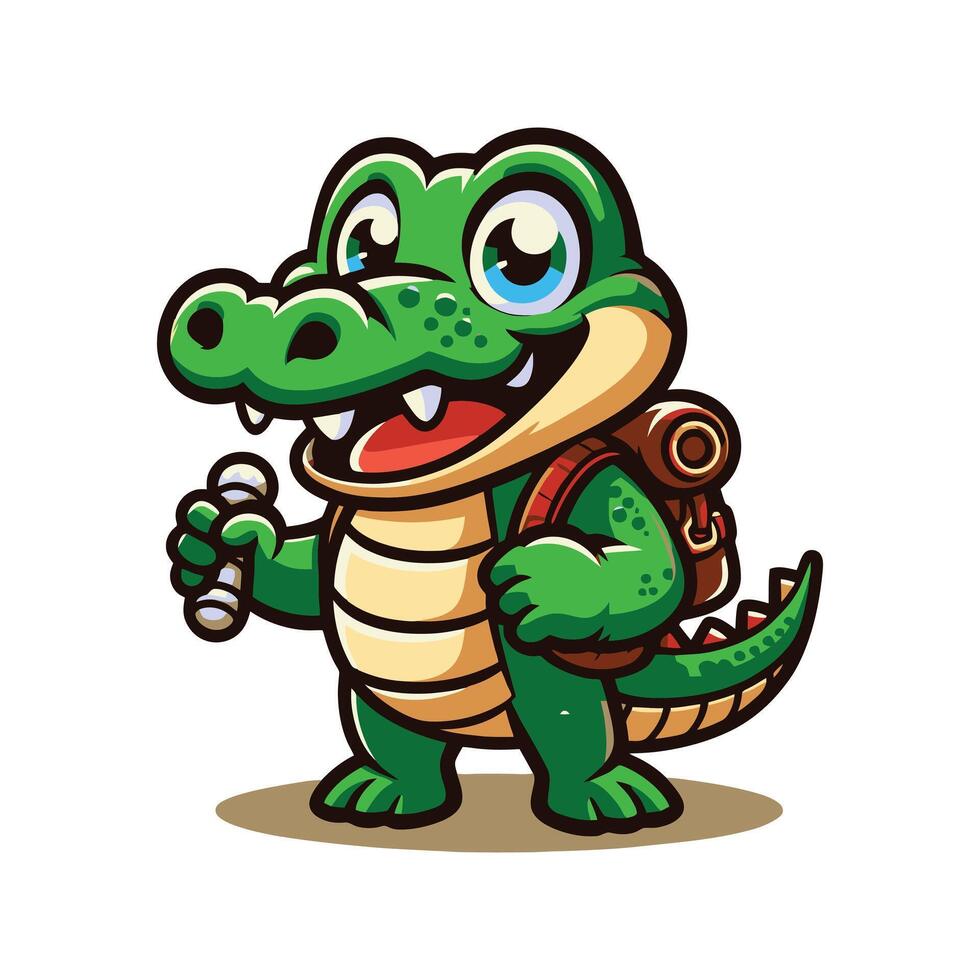 Cheerful Crocodile Cartoon Adventure vector