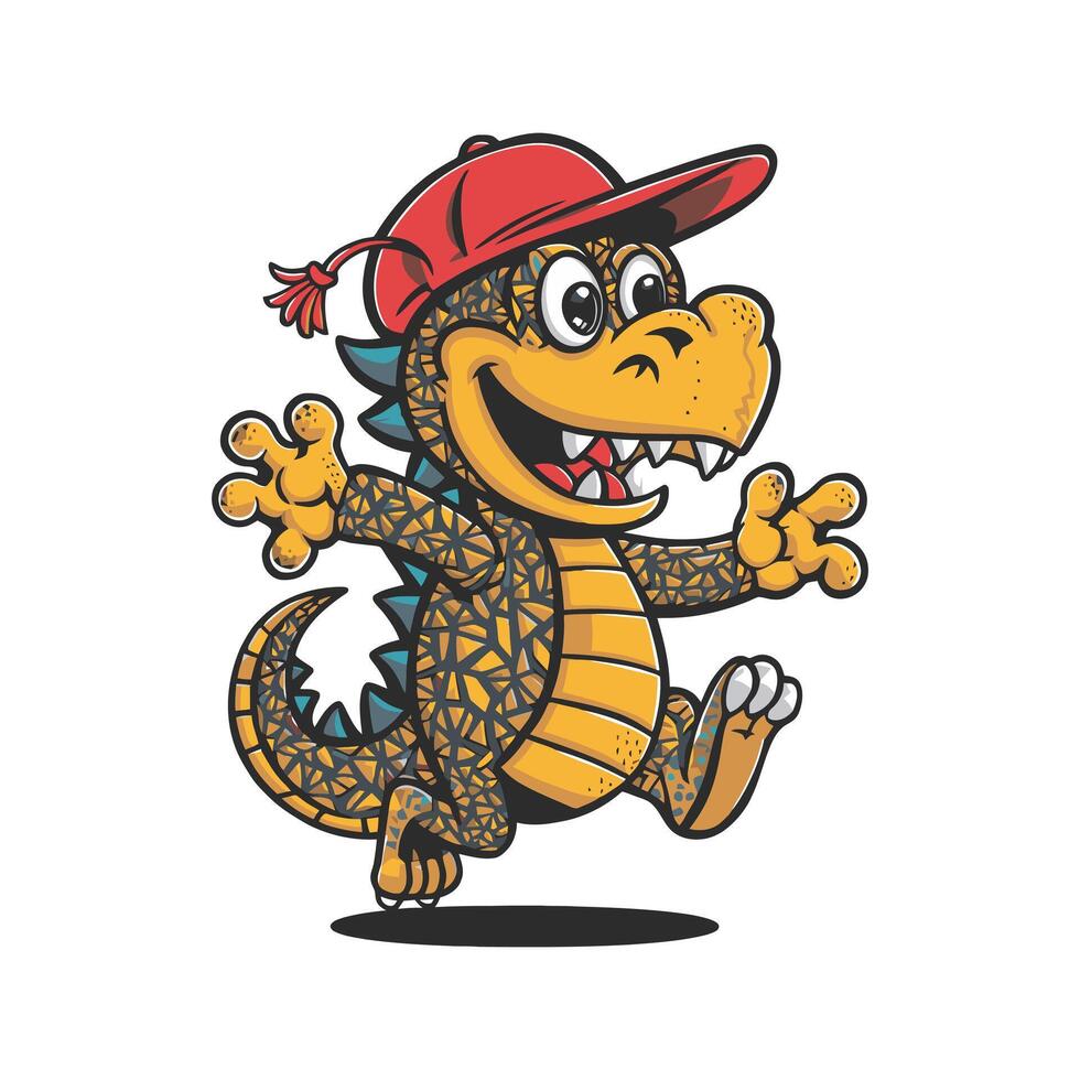 Cheerful Cute Dragon Boy Illustration vector