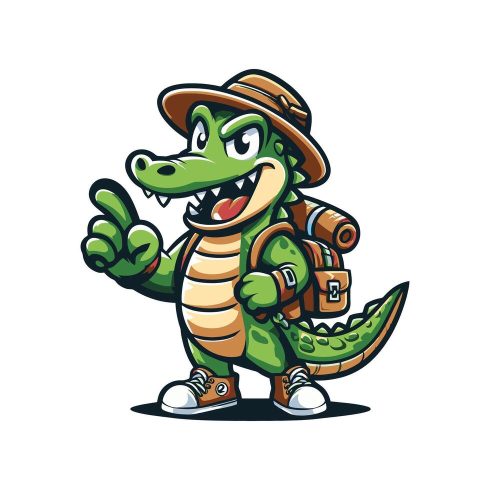 Traveling Cheerful Crocodile Art vector