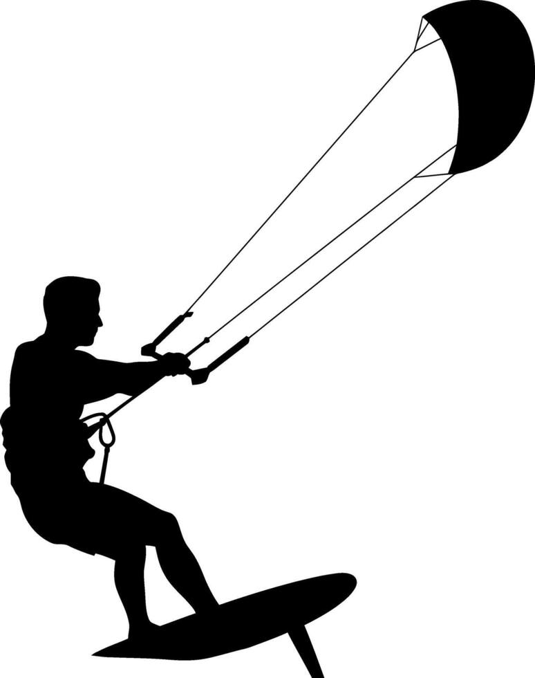 a man kiteboarding a white background vector