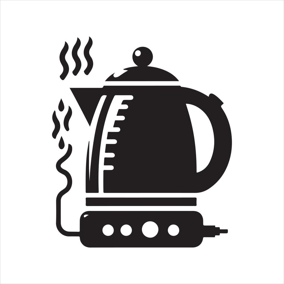 Electric kettle silhouette white background vector