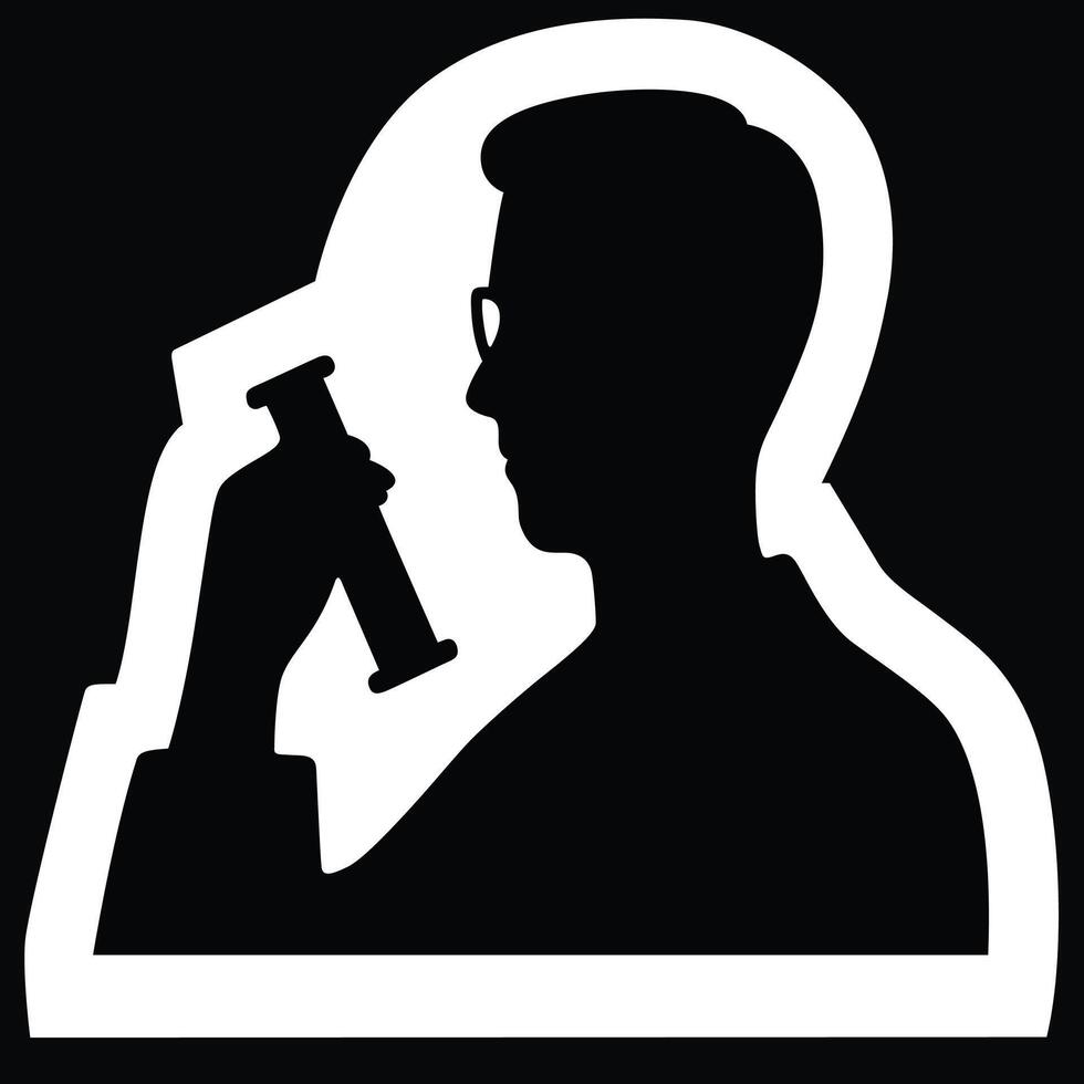 Male scientist silhouette icon vector