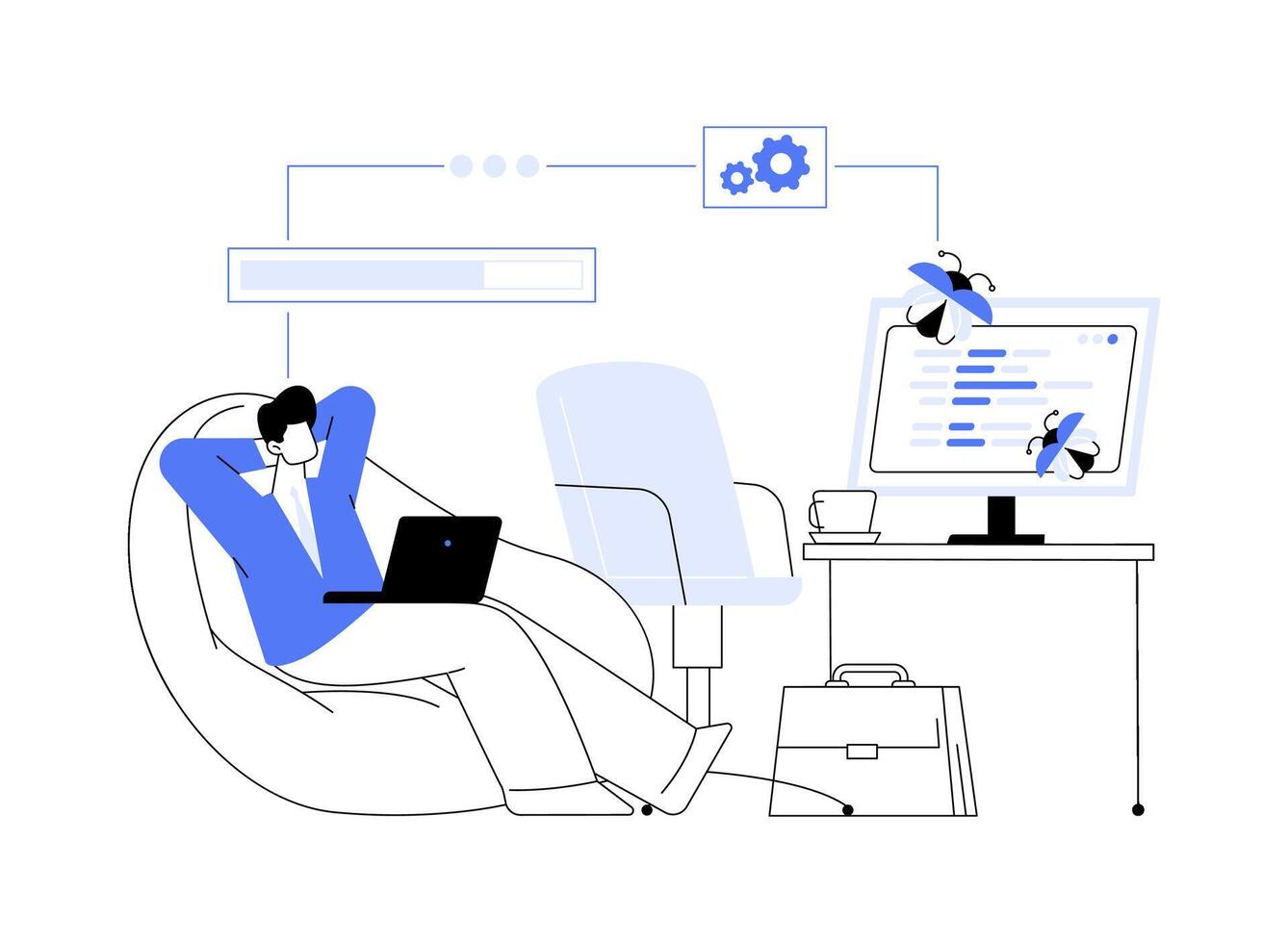 Automated testing isolated cartoon illustrations. vector