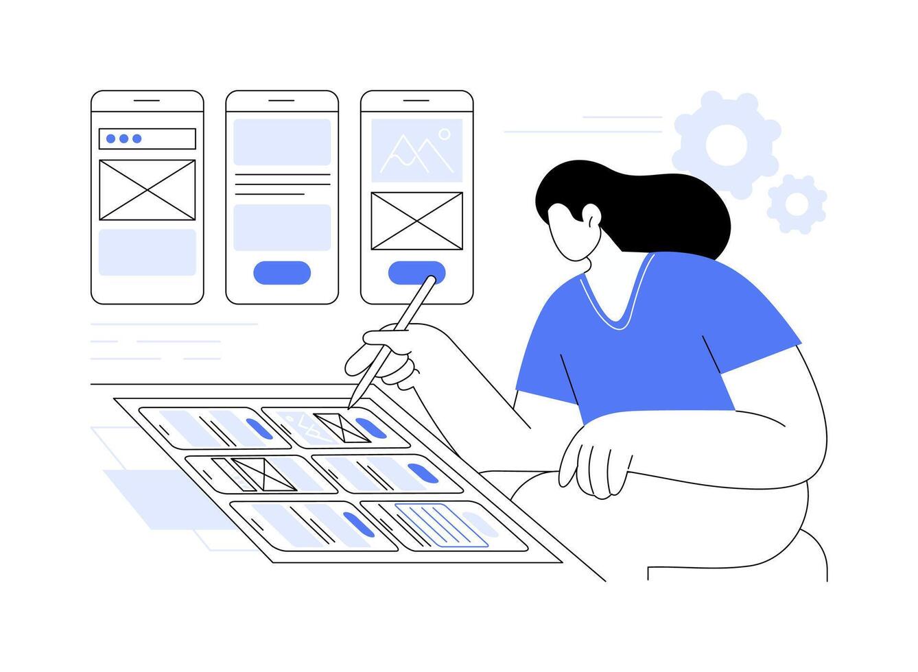 UX wireframes isolated cartoon illustrations. vector