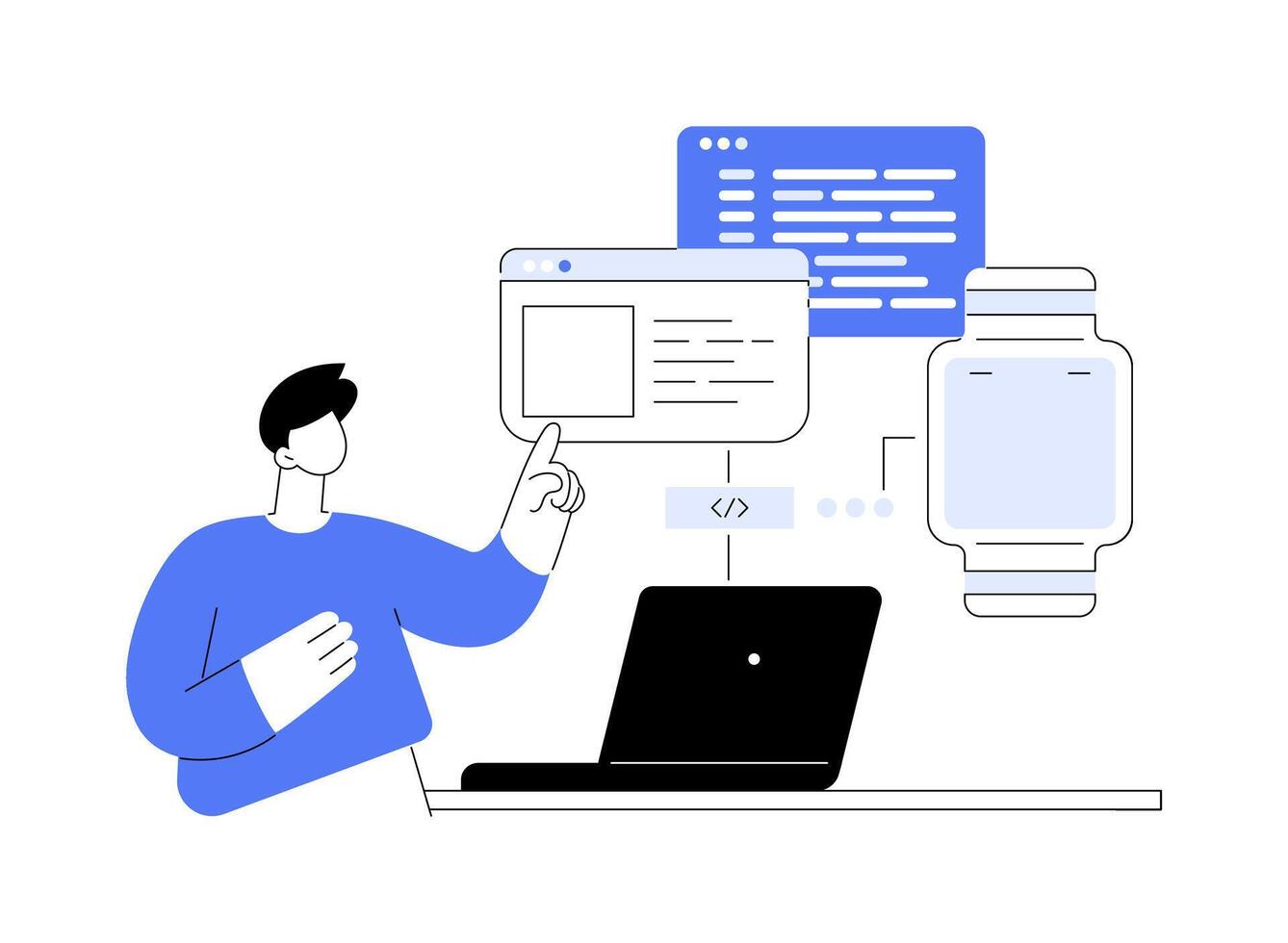 Wearable app development isolated cartoon illustrations. vector
