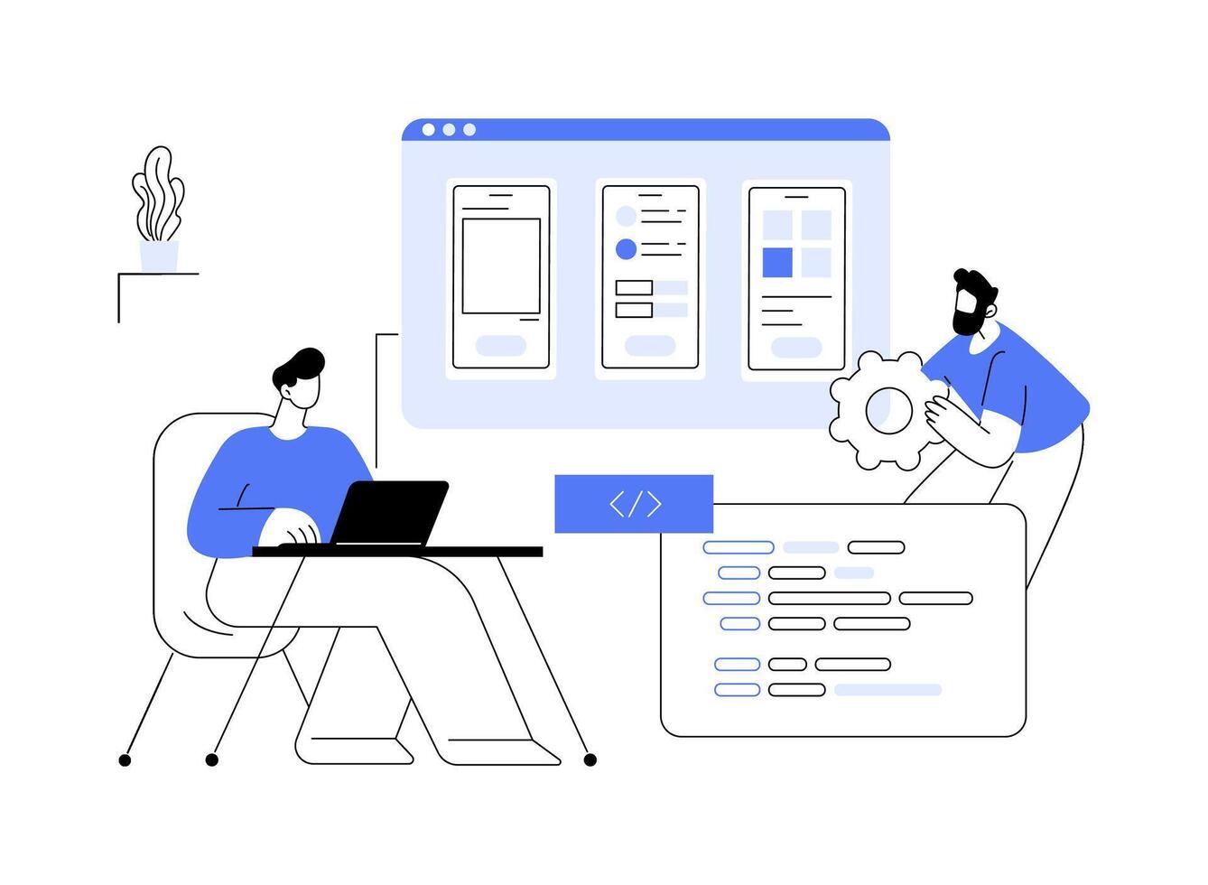 Mobile apps development isolated cartoon illustrations. vector