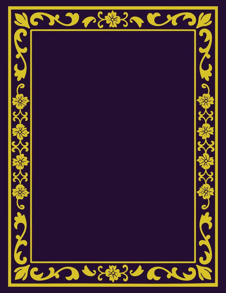 Elegant Ornate Gold Baroque Floral Border Filigree Frame, Luxury Decorative Border Pattern vector