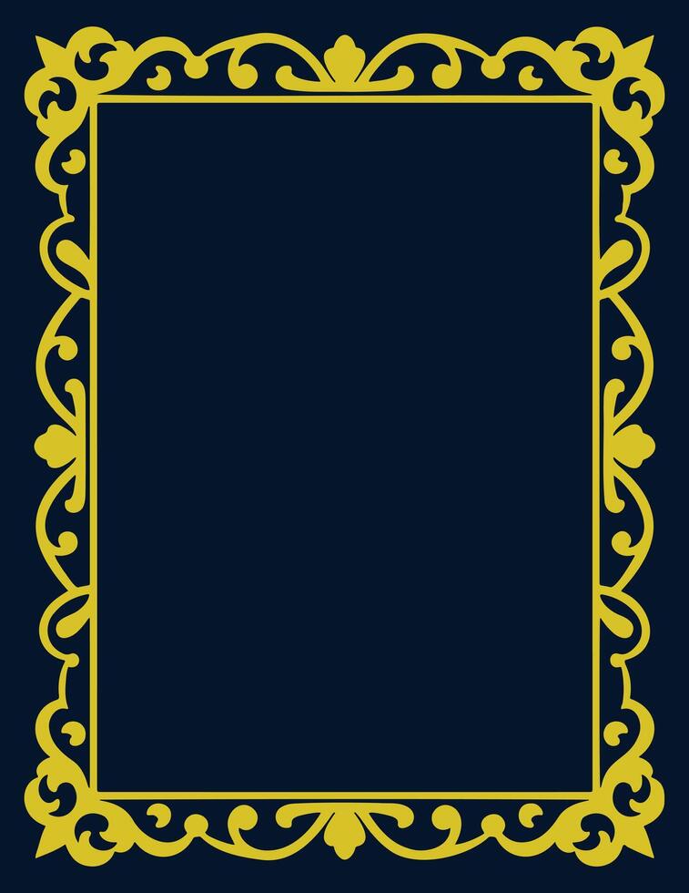 Elegant Ornate Gold Baroque Floral Border Filigree Frame, Luxury Decorative Border Pattern, Illustration vector