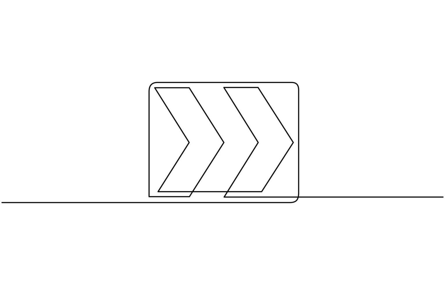 Continuous line drawing of chevron alignment right curve symbol. abstract line art illustration. vector