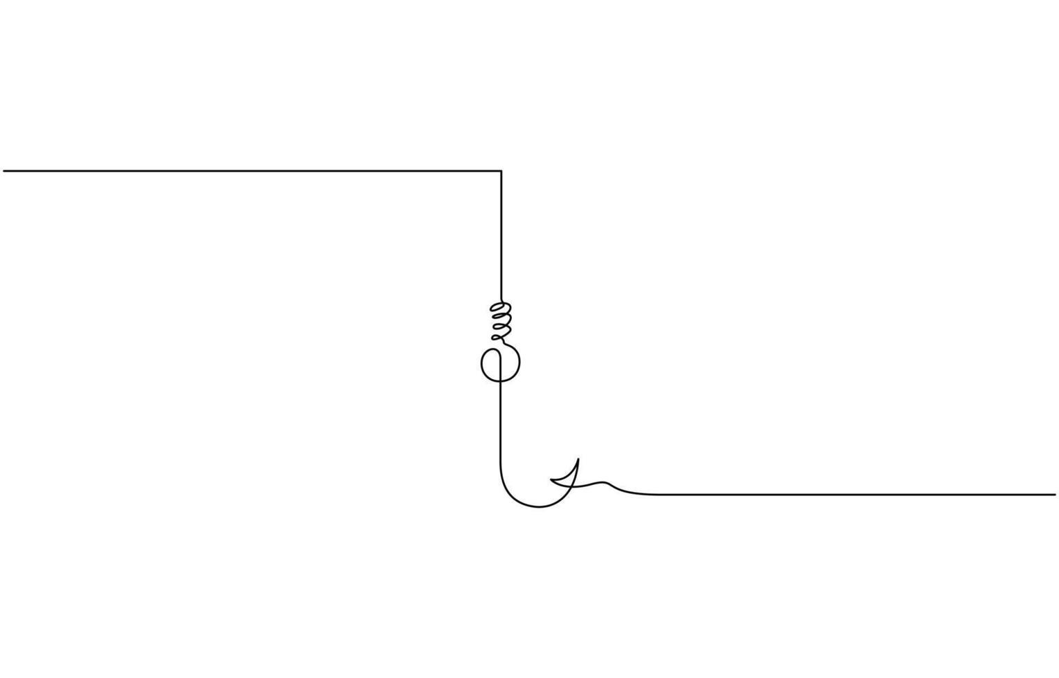 Fishing hook continuous one line drawing illustration, Hook fisherman's equipment icon. Continuous outline of a Fishing hook, Fishing hook line icon. vector