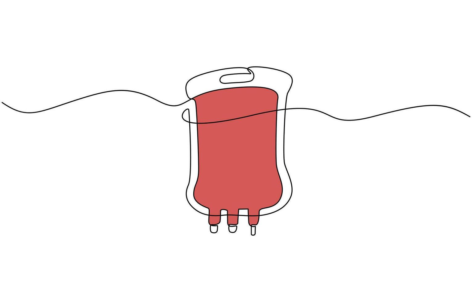 Continuous one line drawing of iv bag - medical equipment, Medical saline drip illustration, Medical equipment. vector