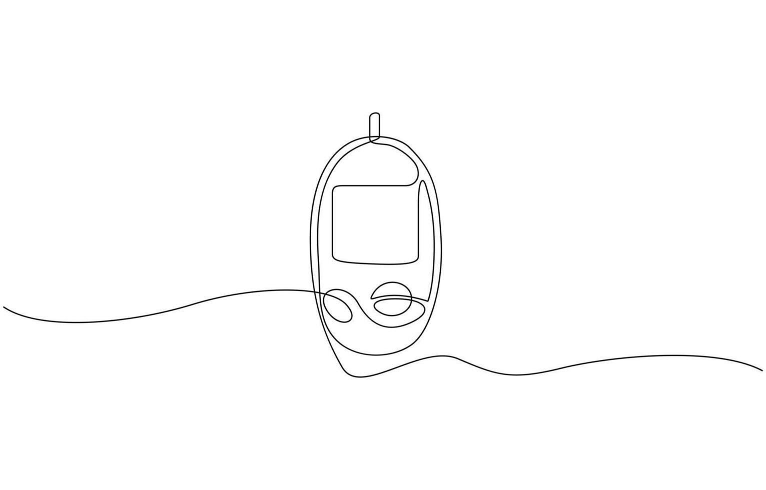 Continuous one line drawing of Hand holding blood glucose measuring device, International diabetes vector