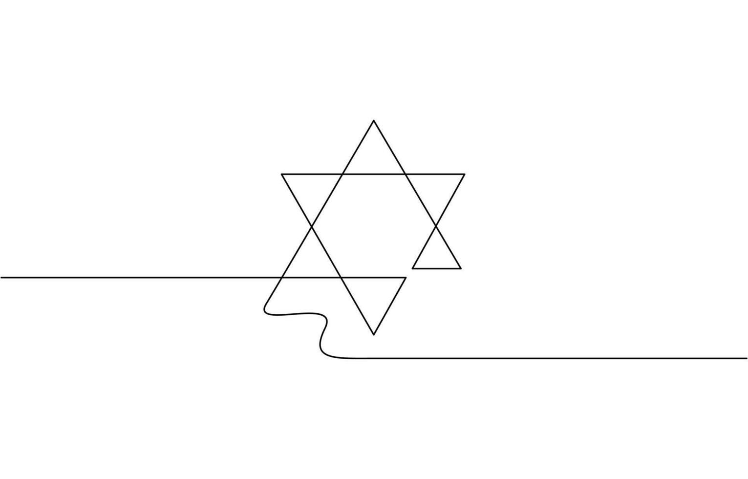 Star of David in continuous line drawing style. Line art of star of David, One line Star of David icon background. Star of David. Continuous outline vector