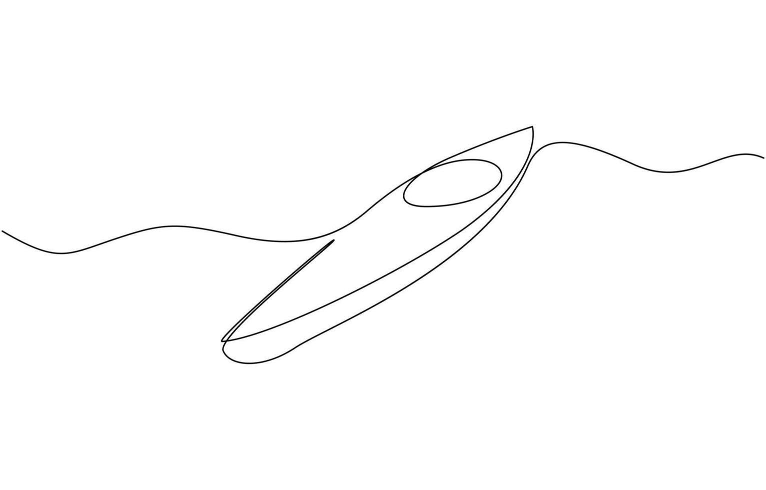 Single continuous line drawing canoe trails and rafting club with kayaking equipment, kayak canoe rowboat sailboat yacht isolated on white background vector