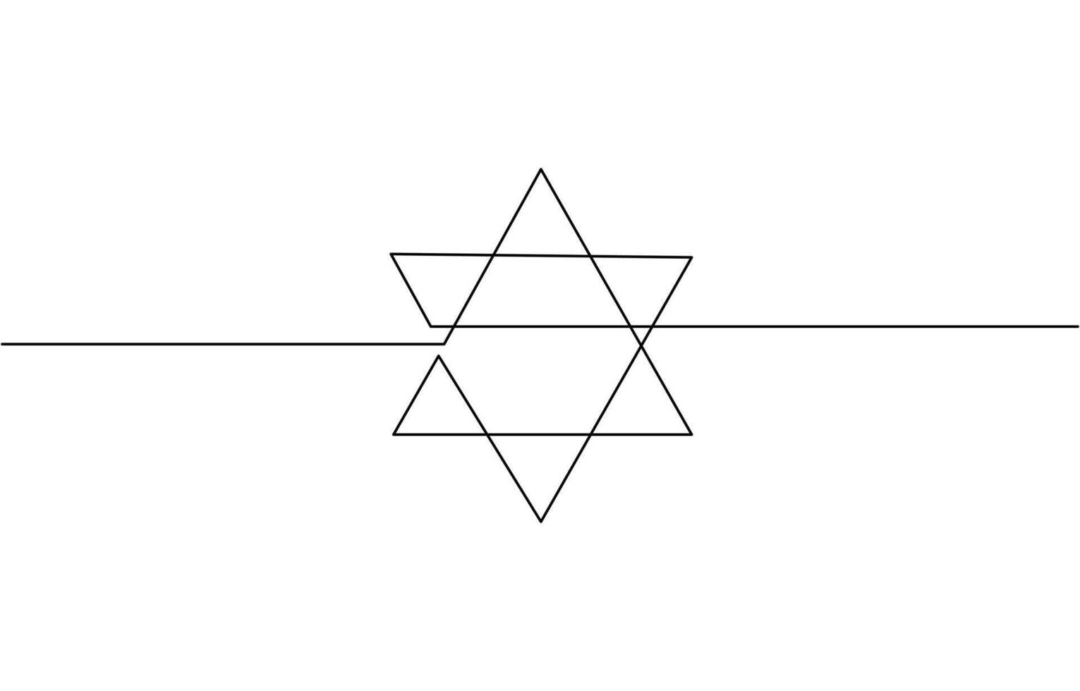 Star of David in continuous line drawing style. Line art of star of David, One line Star of David icon background. Star of David. Continuous outline of a Star of David icon vector