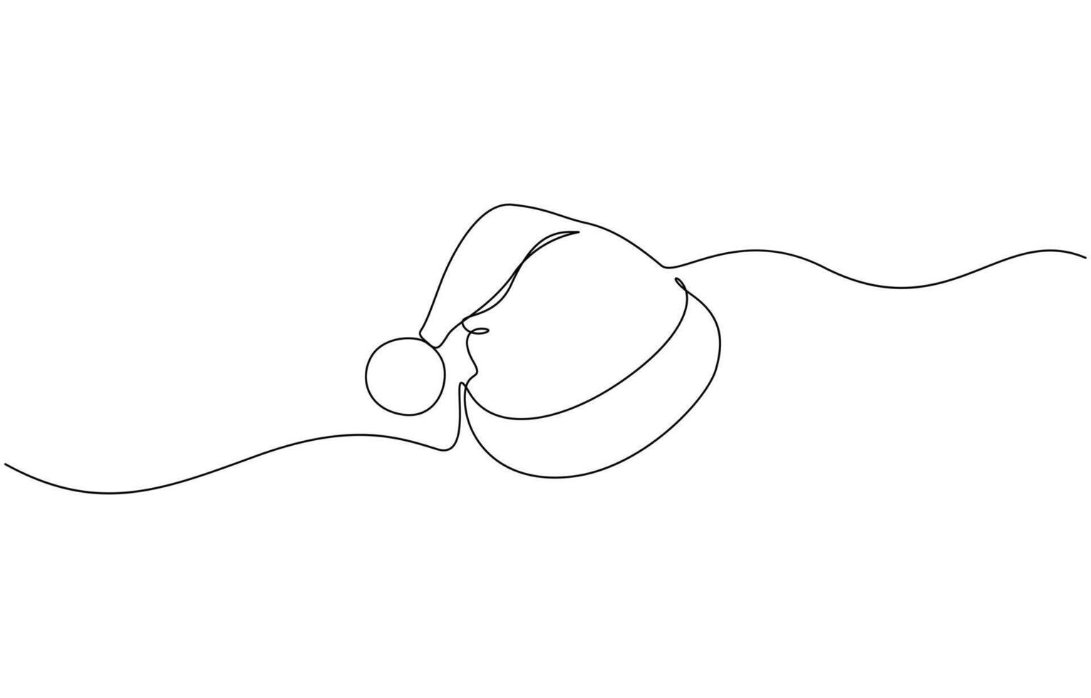 Santa Claus hat Continuous one line drawing. Christmas or New Year concept, Christmas line art illustration with background editable outline. vector