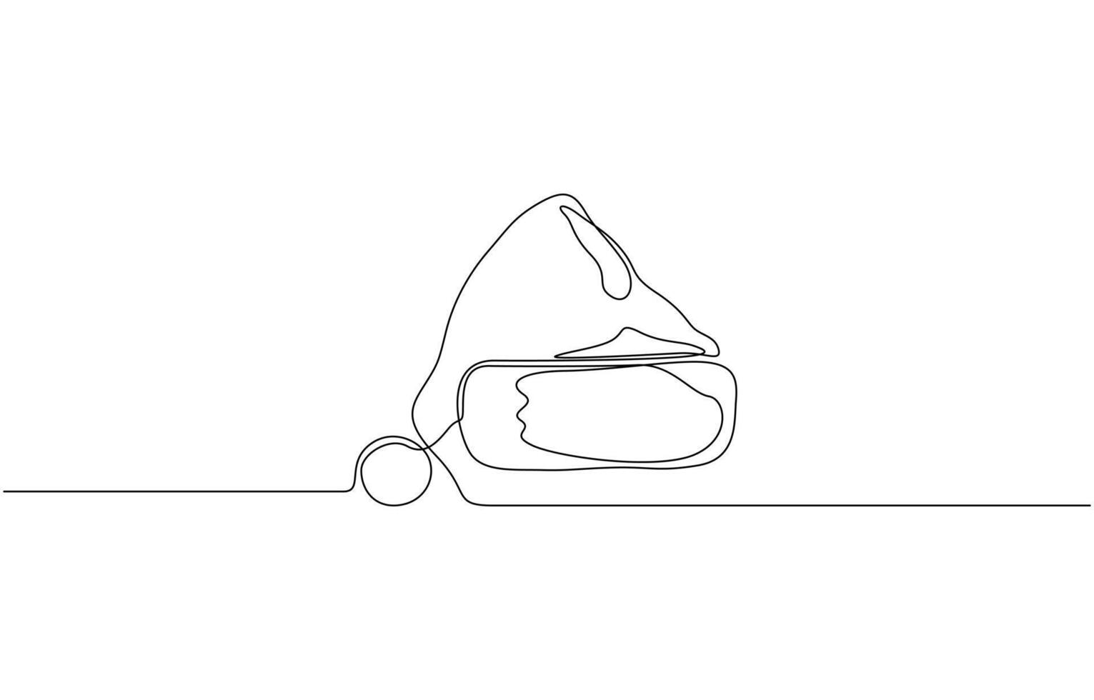 Santa Claus hat Continuous one line drawing. Christmas or New Year concept, Christmas line art illustration with background editable stroke vector