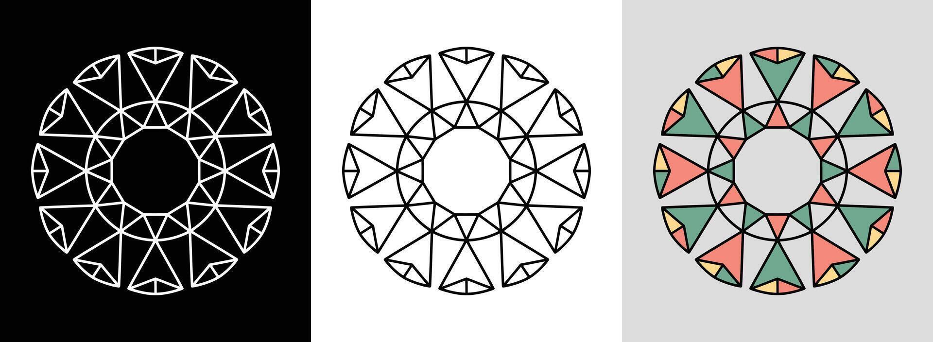Geometric Mandala with Triangles vector