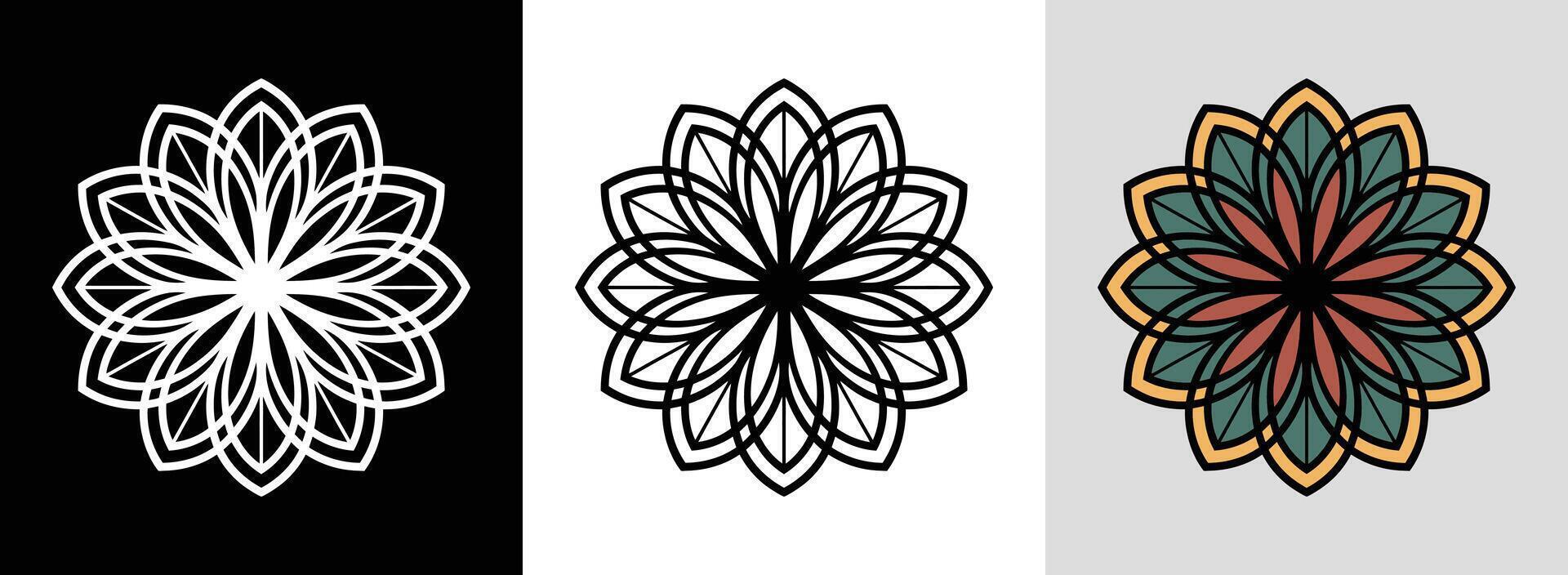 Geometric Mandala with Petal Outlines vector