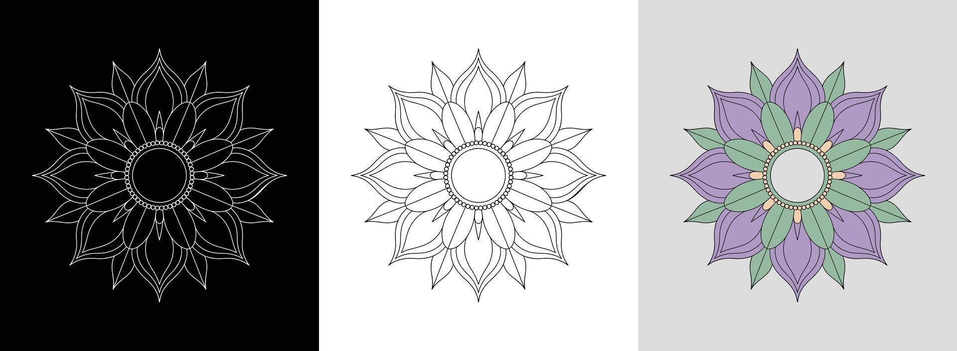 Lotus Line Art Mandala vector