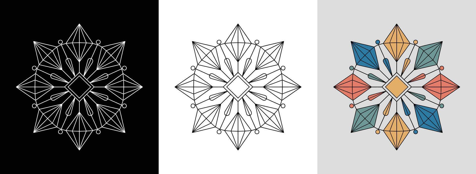 Bold Geometric Mandala with Diamonds vector