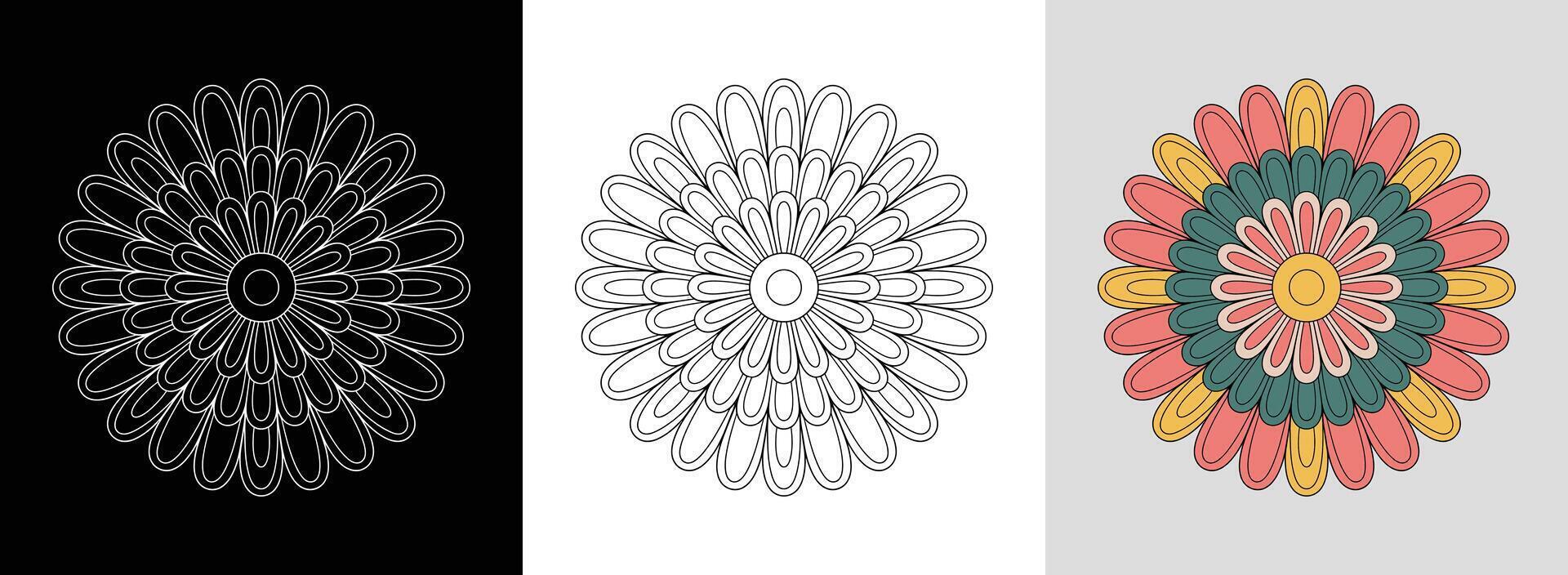 Daisy Mandala with Bright Fills vector