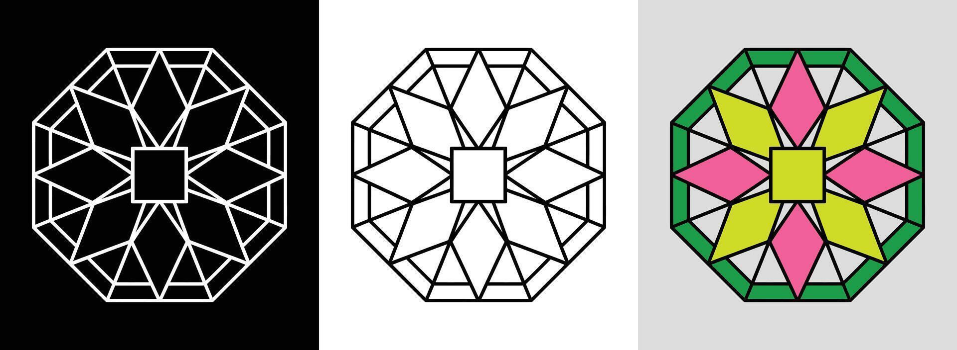 Square Mandala with Diamond Frame vector