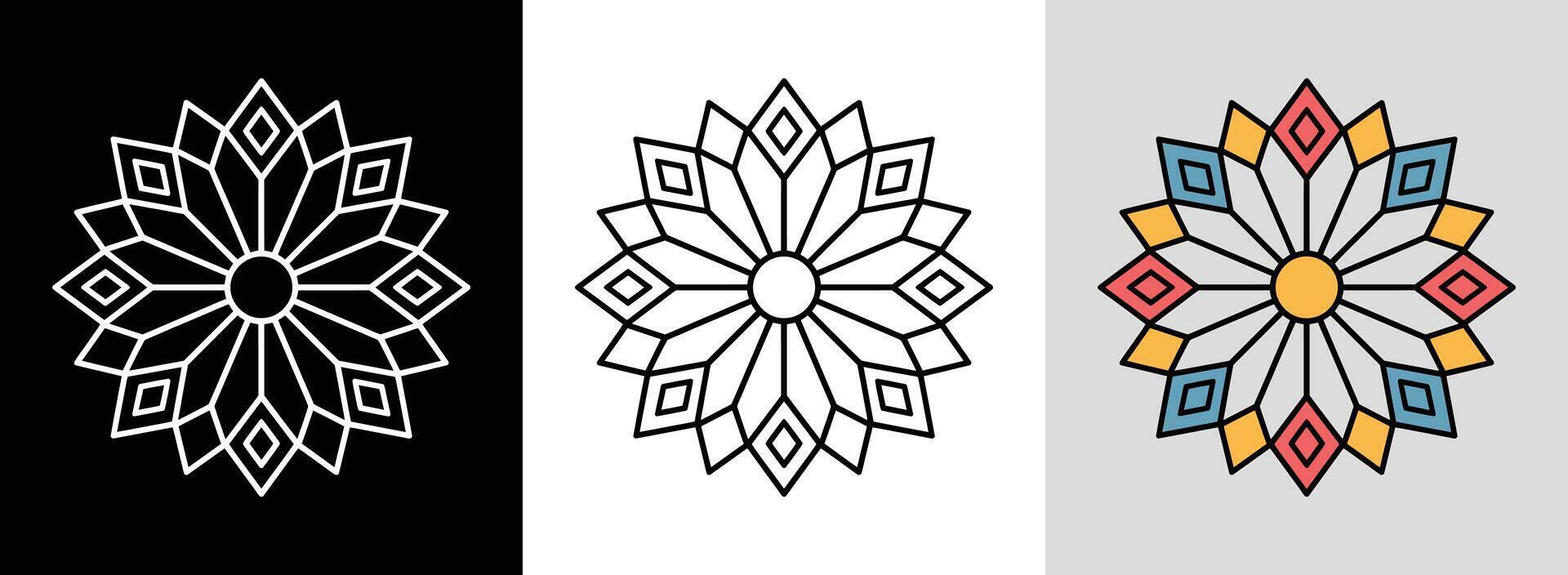 Radial Mandala with Vibrant Diamonds vector