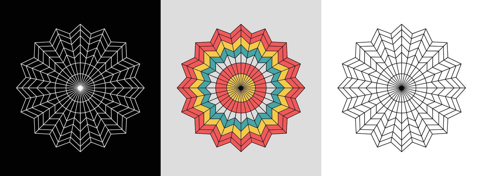 Chevron Mandala with Vibrant Fills vector