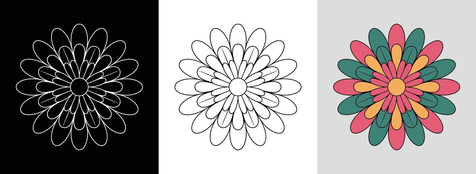 Water Lily Mandala with Bright Fills vector