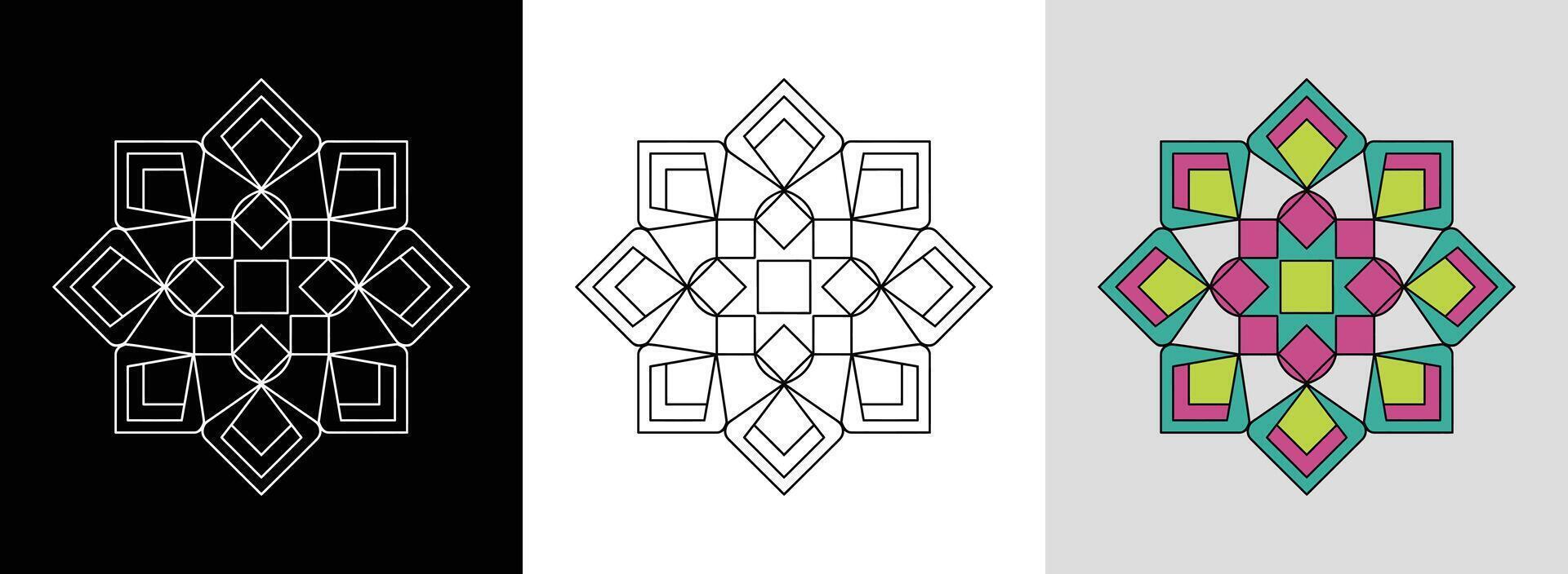 Geometric Mandala with Bright Outlines vector