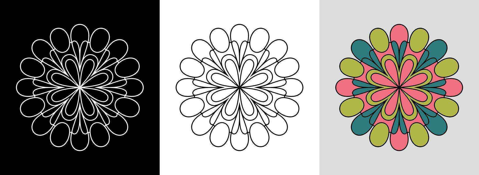 Floral Burst Mandala with Bright Fills vector