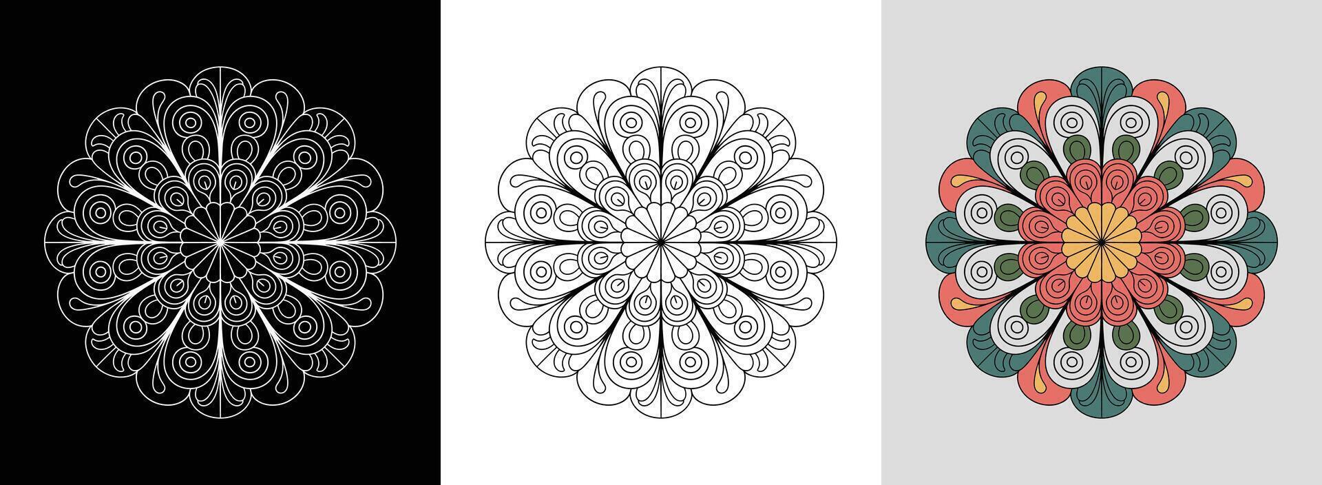 Antique Swirl Mandala with Bold Lines vector