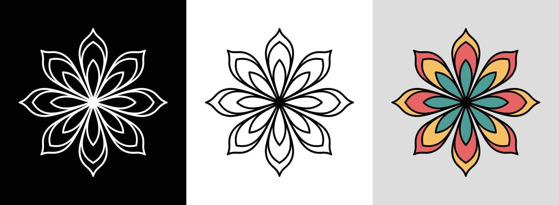 Minimal Floral Mandala with Petals vector