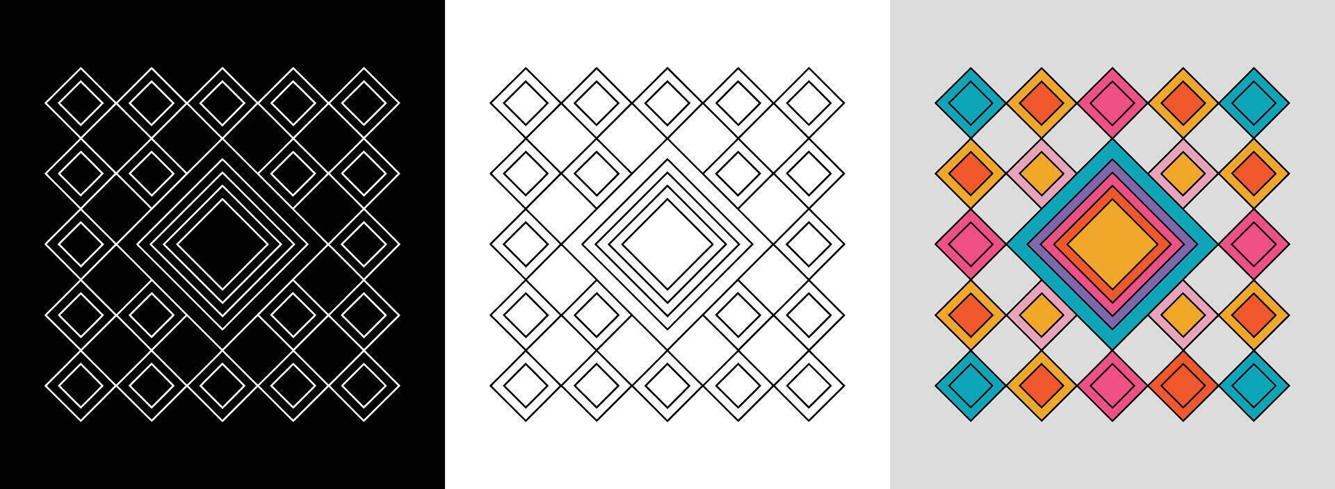 Diamond Lattice Mandala with Accents vector