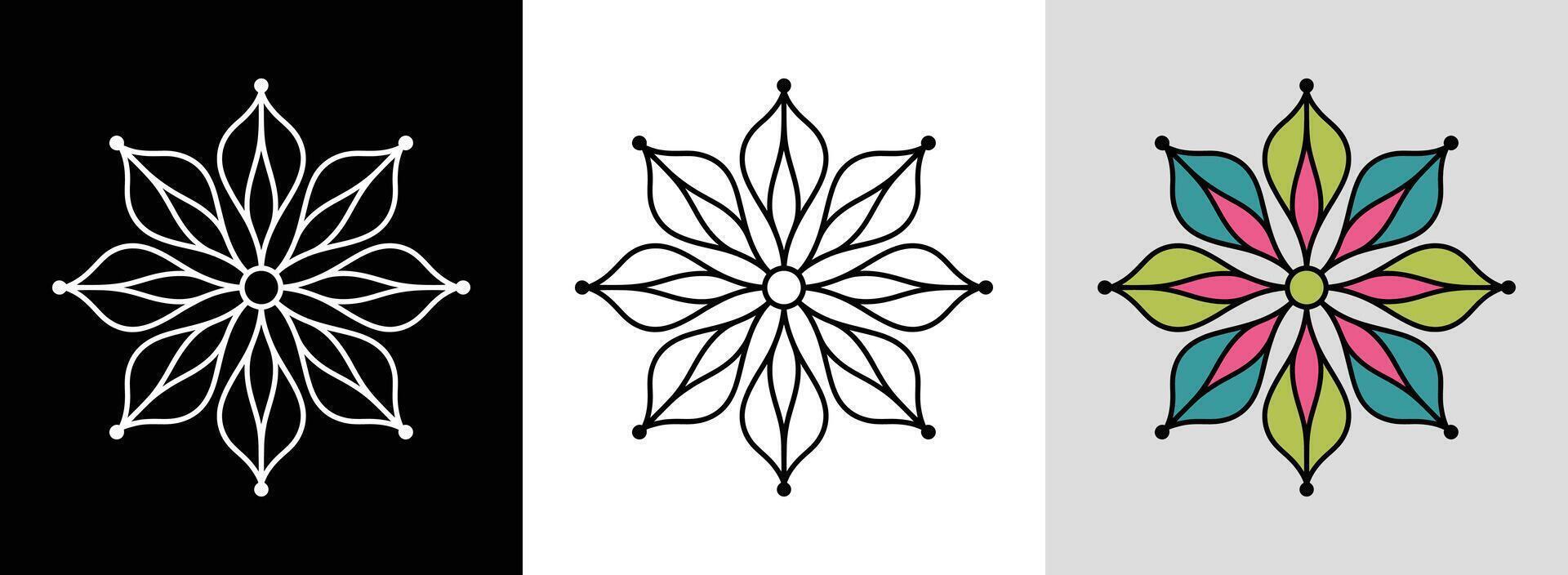 Geometric Petal Mandala with Lines vector